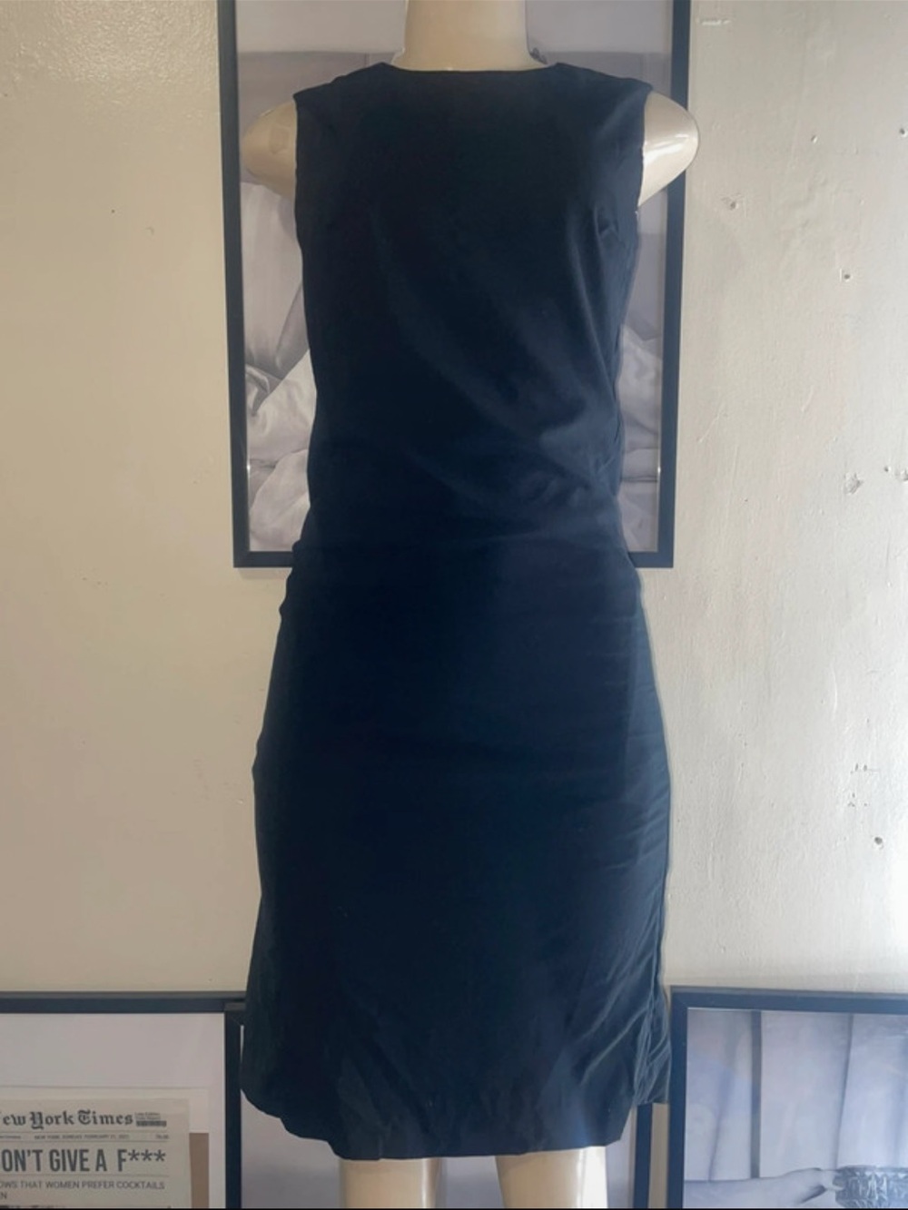 Theory Black Sleeveless Midi Sheath Dress